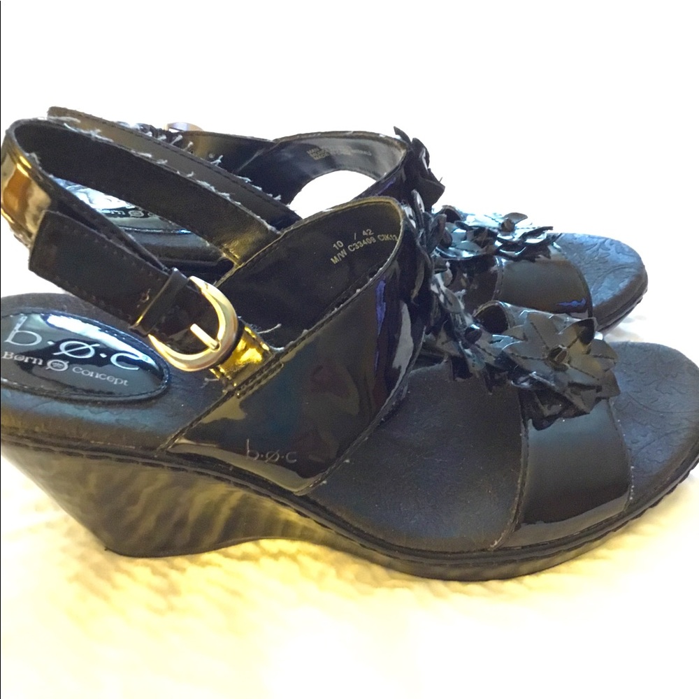 BOC Black Patent Leather Sandals